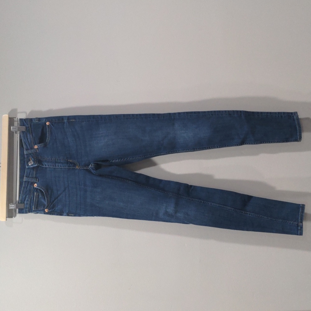 Monki Mocki Slim Mid Waist Jean Size 27 Stretch Skinny Medium Wash Womens